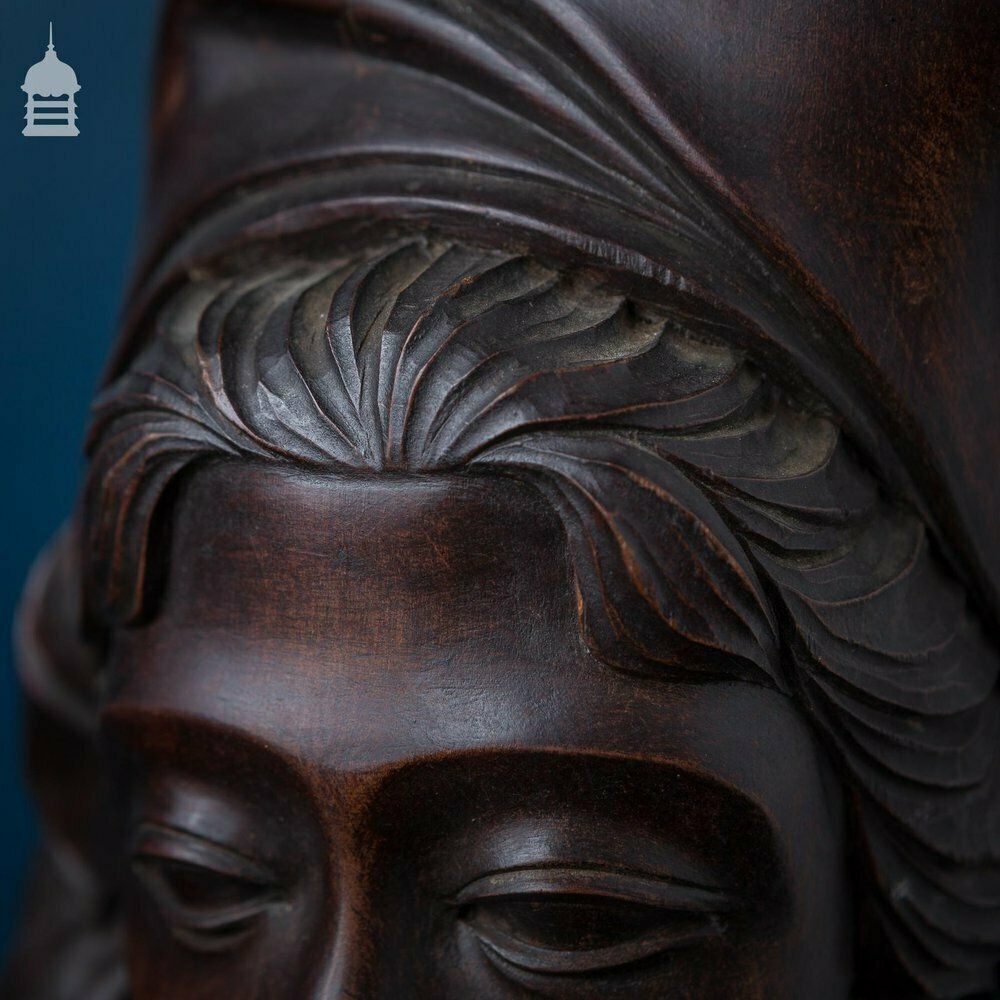 Beautifully Carved Antique Exotic Dark Wood Female Figure Bust photo Art