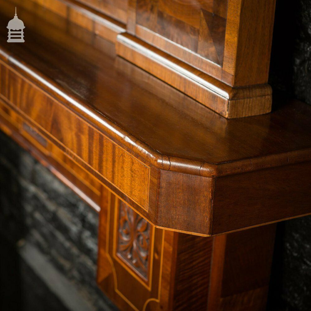 Circa 1900 Inlaid Mahogany Fire Surround With Mirrored Overmantel photo furniture