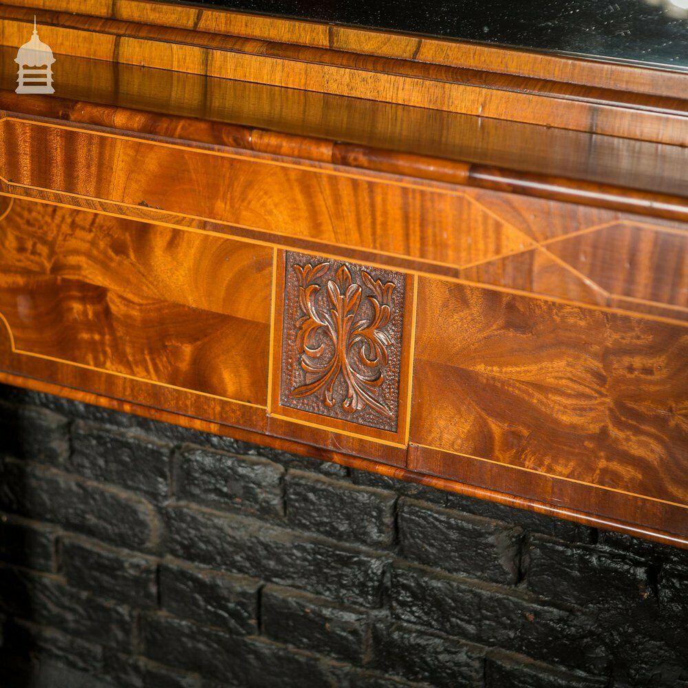Circa 1900 Inlaid Mahogany Fire Surround With Mirrored Overmantel photo vintage