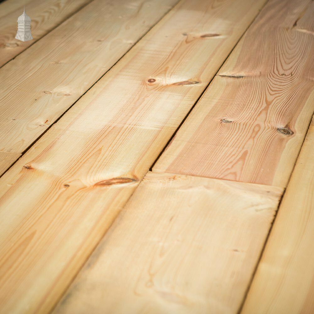Batch Of 65 Square Metres Of 9 Inch Wide Pine Floorboards Cut From Floor Joists Salvaged From Norwich Castle photo vintage