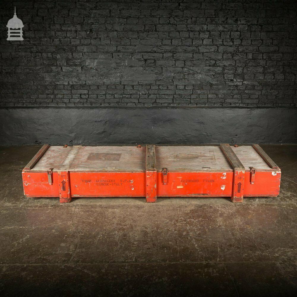 Large Red Industrial Wooden Aircraft Part Shipping Crate Reclaimed From A Norfolk Raf Base photo furniture
