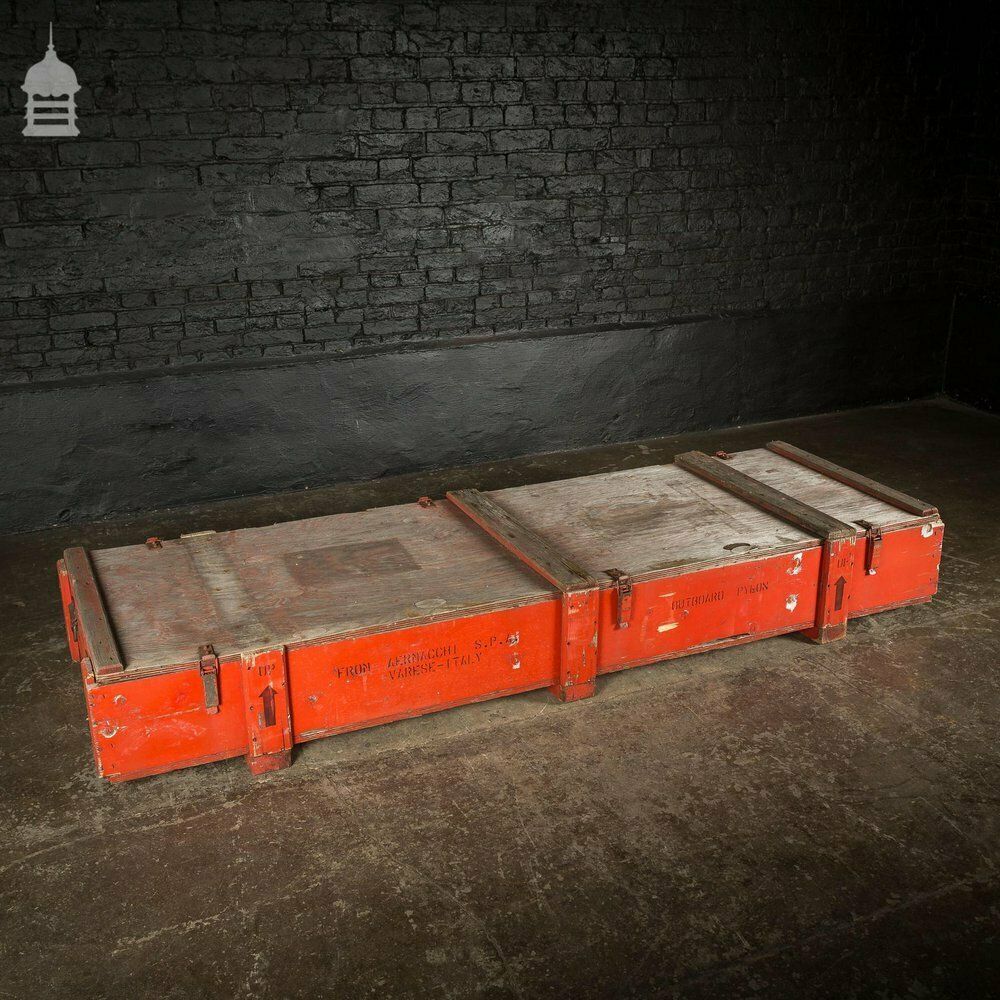 photo for sale Large Red Industrial Wooden Aircraft Part Shipping Crate Reclaimed From A Norfolk Raf Base