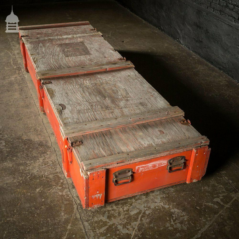 photo vinterior Large Red Industrial Wooden Aircraft Part Shipping Crate Reclaimed From A Norfolk Raf Base