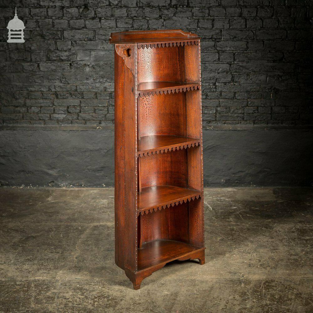 19th C Barrel Back Pugin Style Bookcase From An Oxford College photo vintage