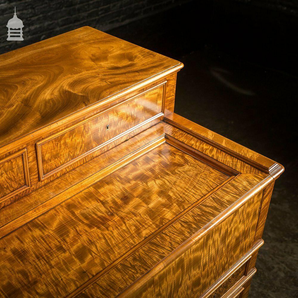 Early 19th C Maple Pedestal Bureau Desk With Internal Birds Eye Maple And Leather Writing Surface photo Furniture