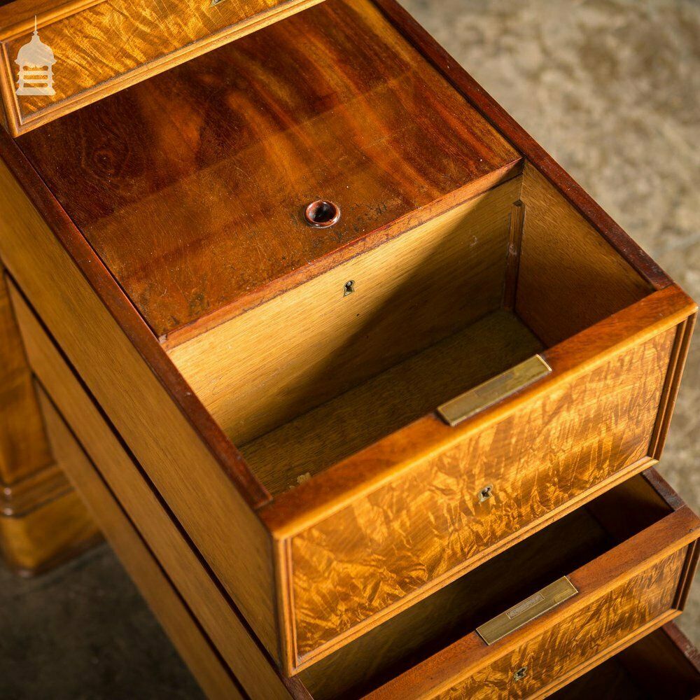 9360.0 Early 19th C Maple Pedestal Bureau Desk With Internal Birds Eye Maple And Leather Writing Surface photo