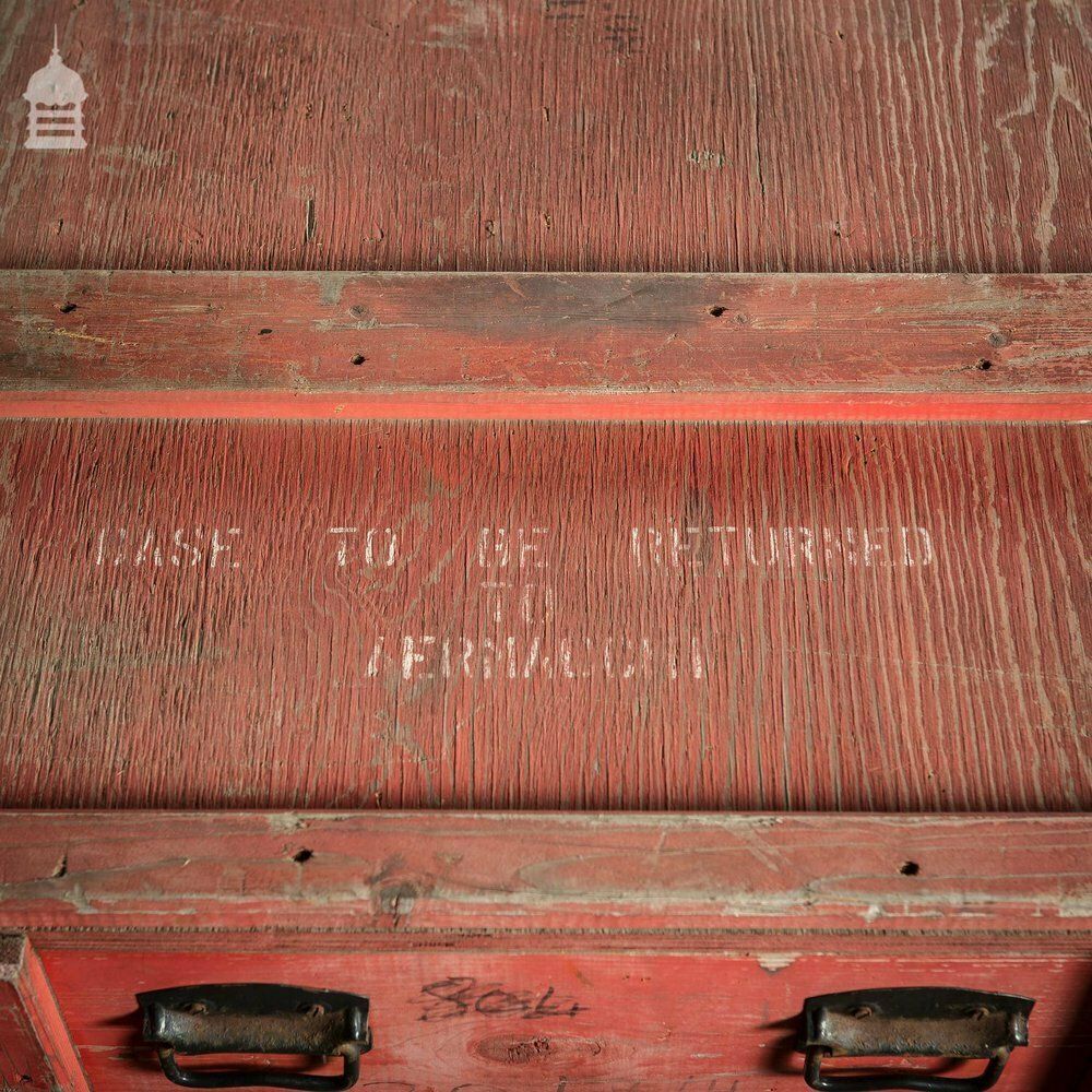 288.0 Large Red Wooden Aircraft Part Shipping Crate Reclaimed From A Norfolk Raf Base photo