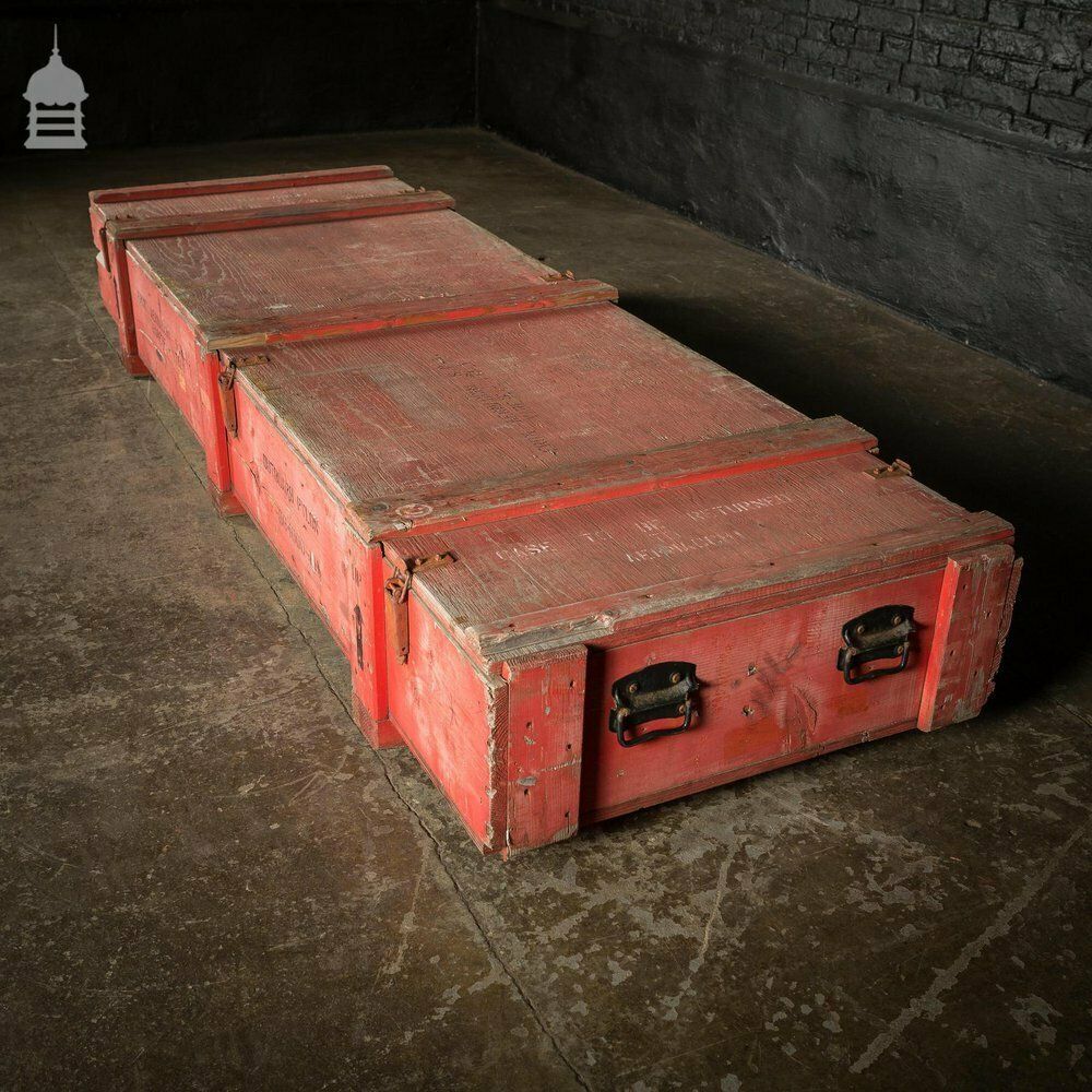 photo vinterior Large Red Wooden Aircraft Part Shipping Crate Reclaimed From A Norfolk Raf Base