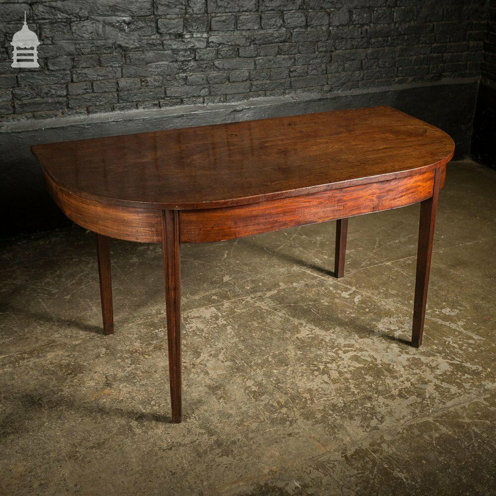 Pair Of Regency Mahogany Single Plank Console Tables With Tapered Molded Legs photo vinterior