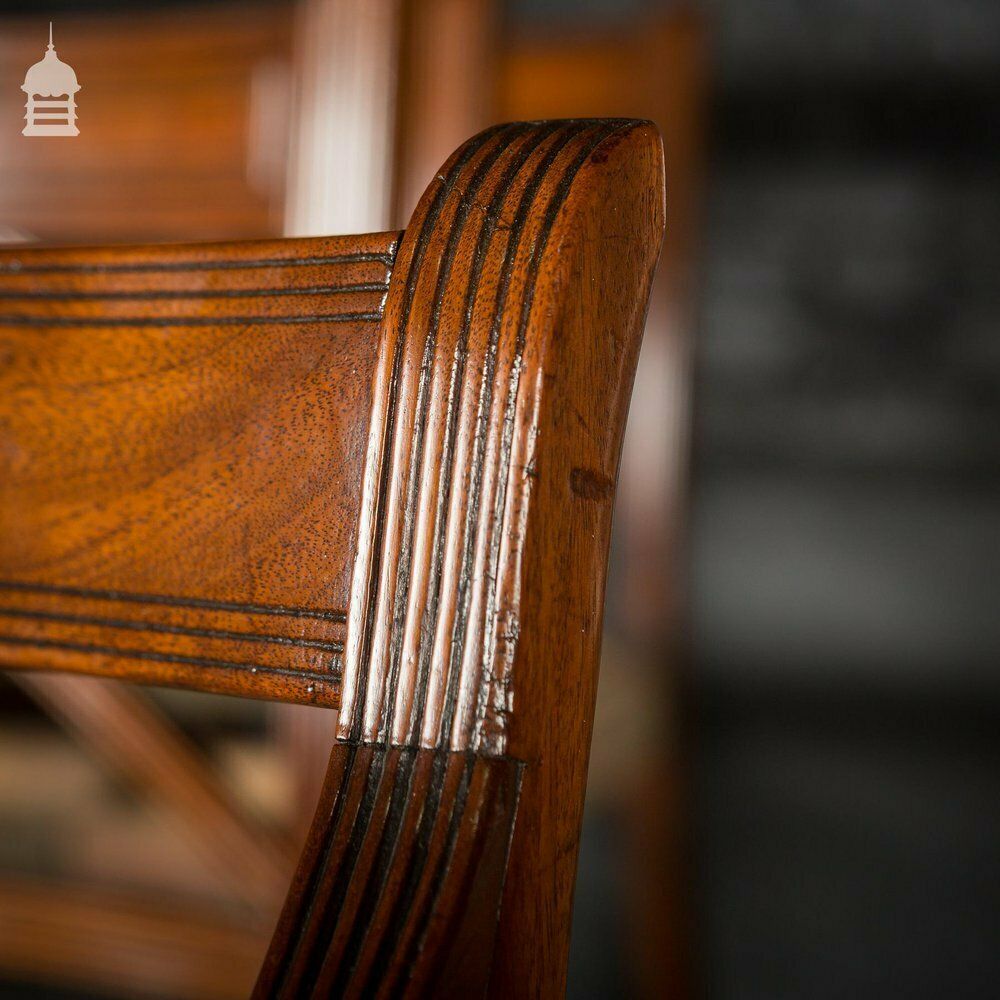 Set Of Six George III Reeded Mahogany Dining Chairs And One Carver Chair Ready For Upholstery photo Furniture