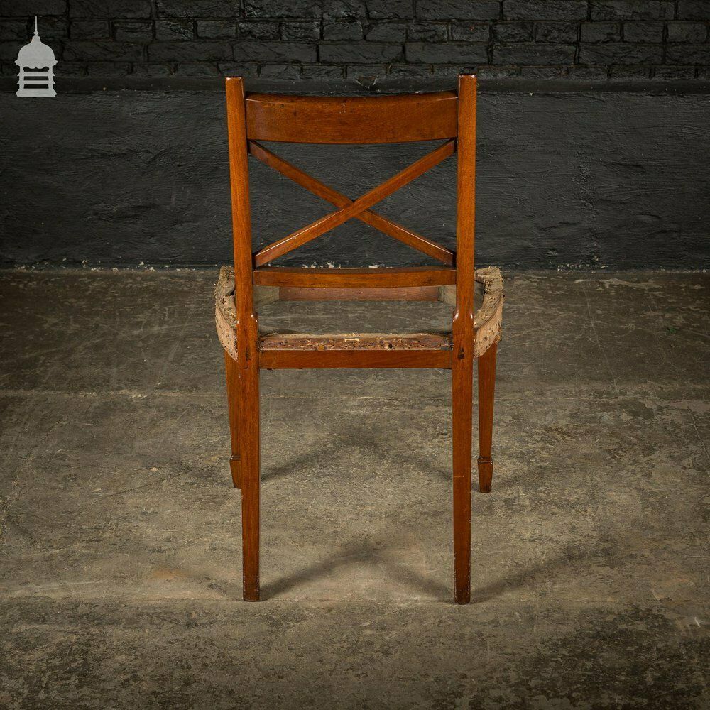 photo vintage Set Of Six George III Reeded Mahogany Dining Chairs And One Carver Chair Ready For Upholstery