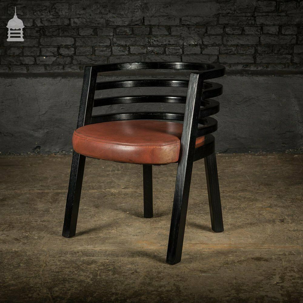 photo furniture Set Of Six Ebonised Hardwood Deco Tub Shape Dining Chairs