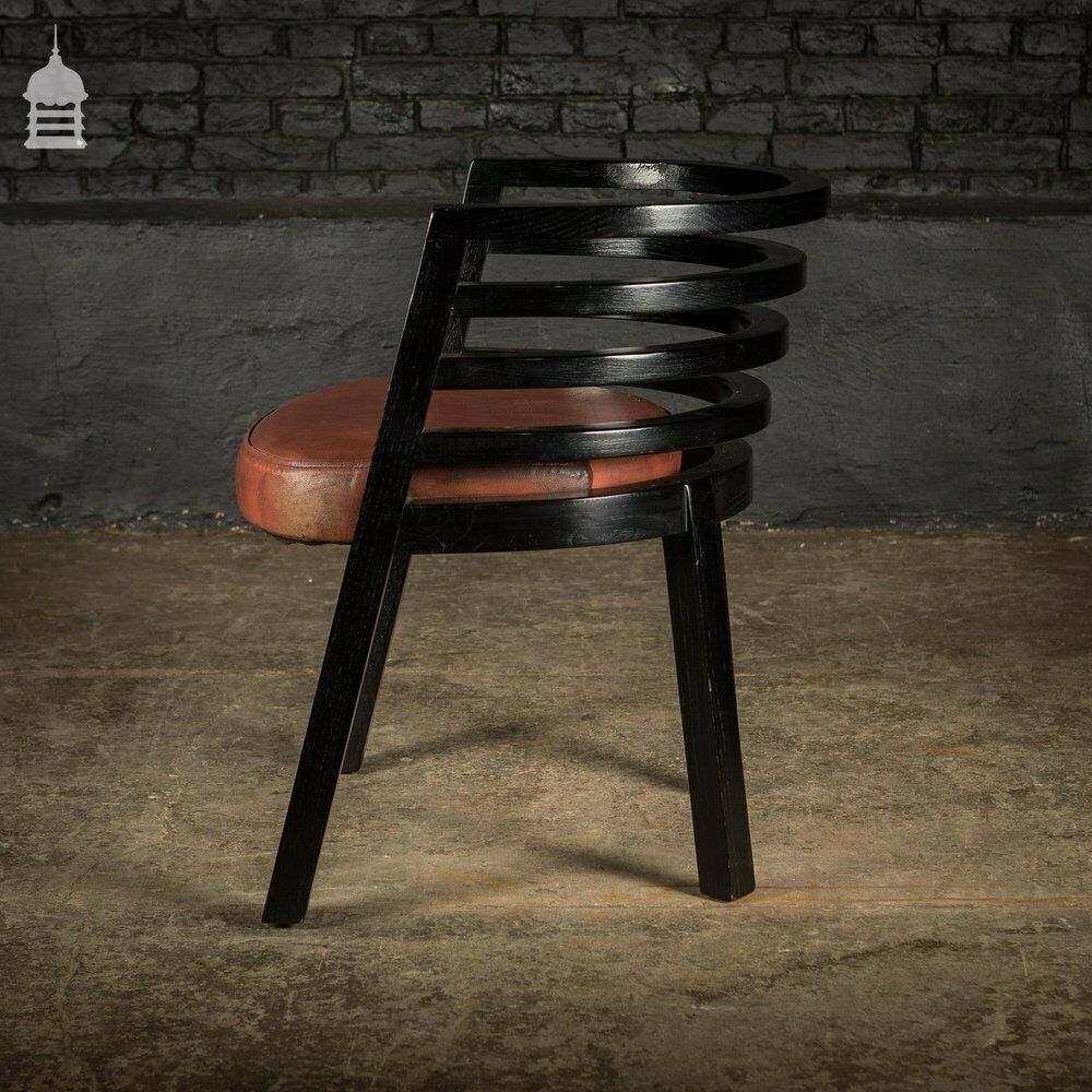 4140.0 Set Of Six Ebonised Hardwood Deco Tub Shape Dining Chairs photo