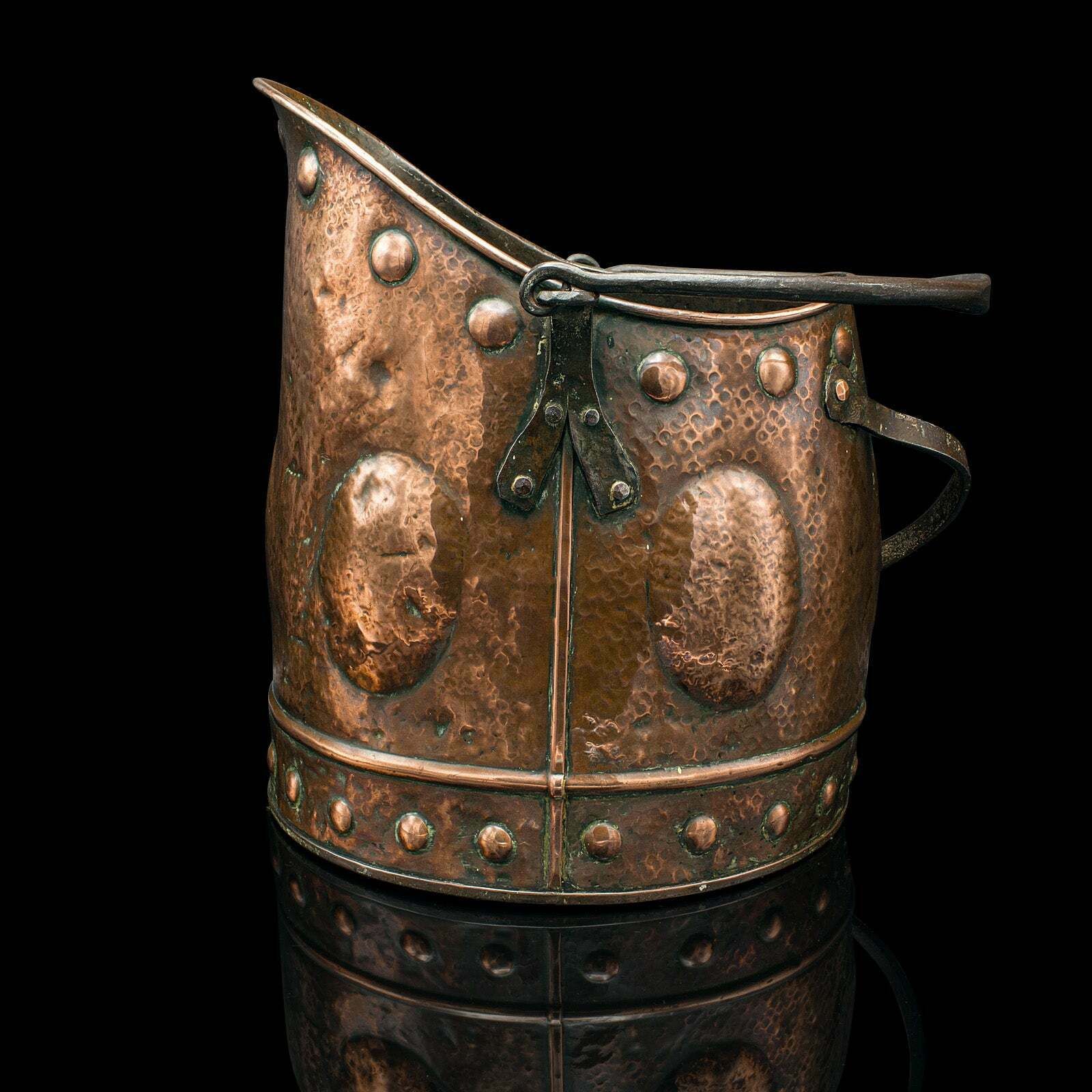 Antique Coal Scuttle, Scottish Copper, Fireside Bin, Aesthetic Period, Victorian photo for sale