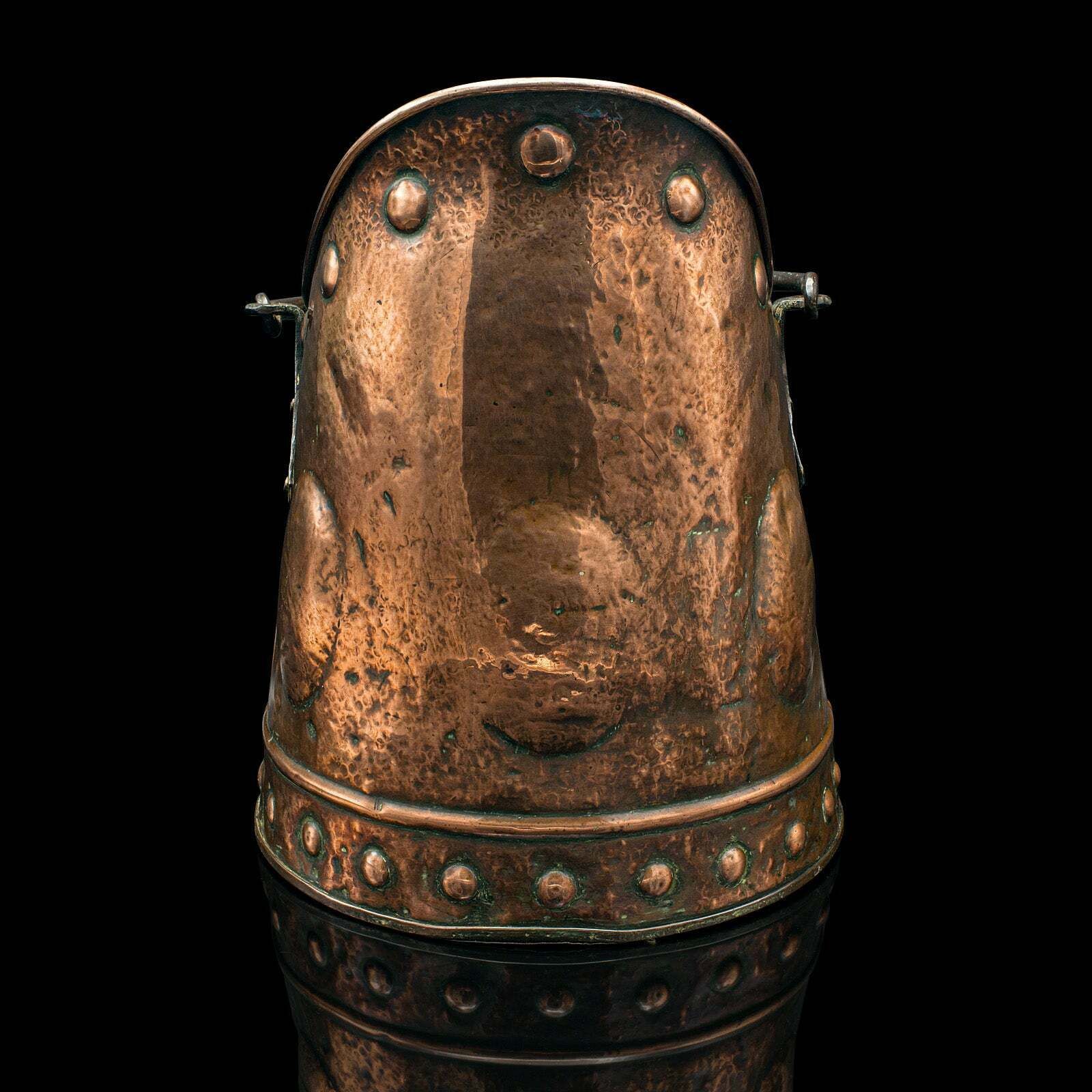 Antique Coal Scuttle, Scottish Copper, Fireside Bin, Aesthetic Period, Victorian photo Home Fixtures