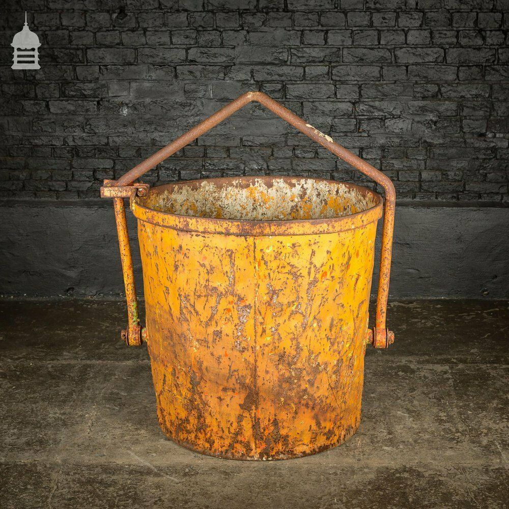 Large Industrial Yellow Painted Steel Barrel With Swing Handle photo furniture
