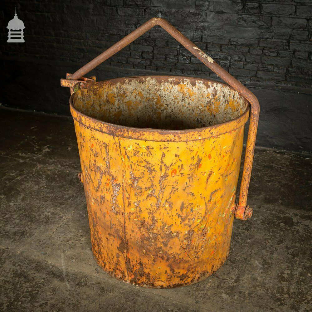 Large Industrial Yellow Painted Steel Barrel With Swing Handle photo Garden Decor