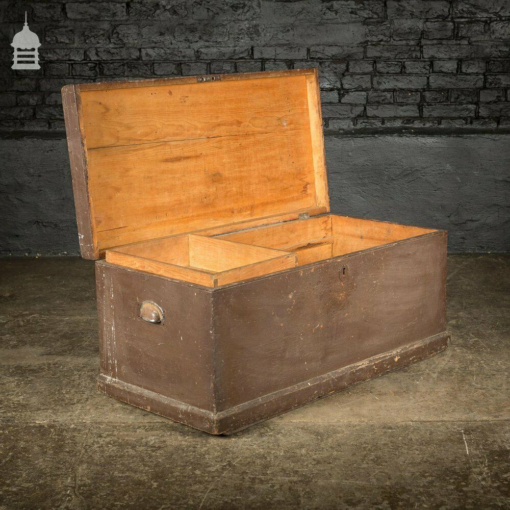 Vintage Wooden Tool Chest With Brown Flaky Paint And Removable Internal Tray photo furniture