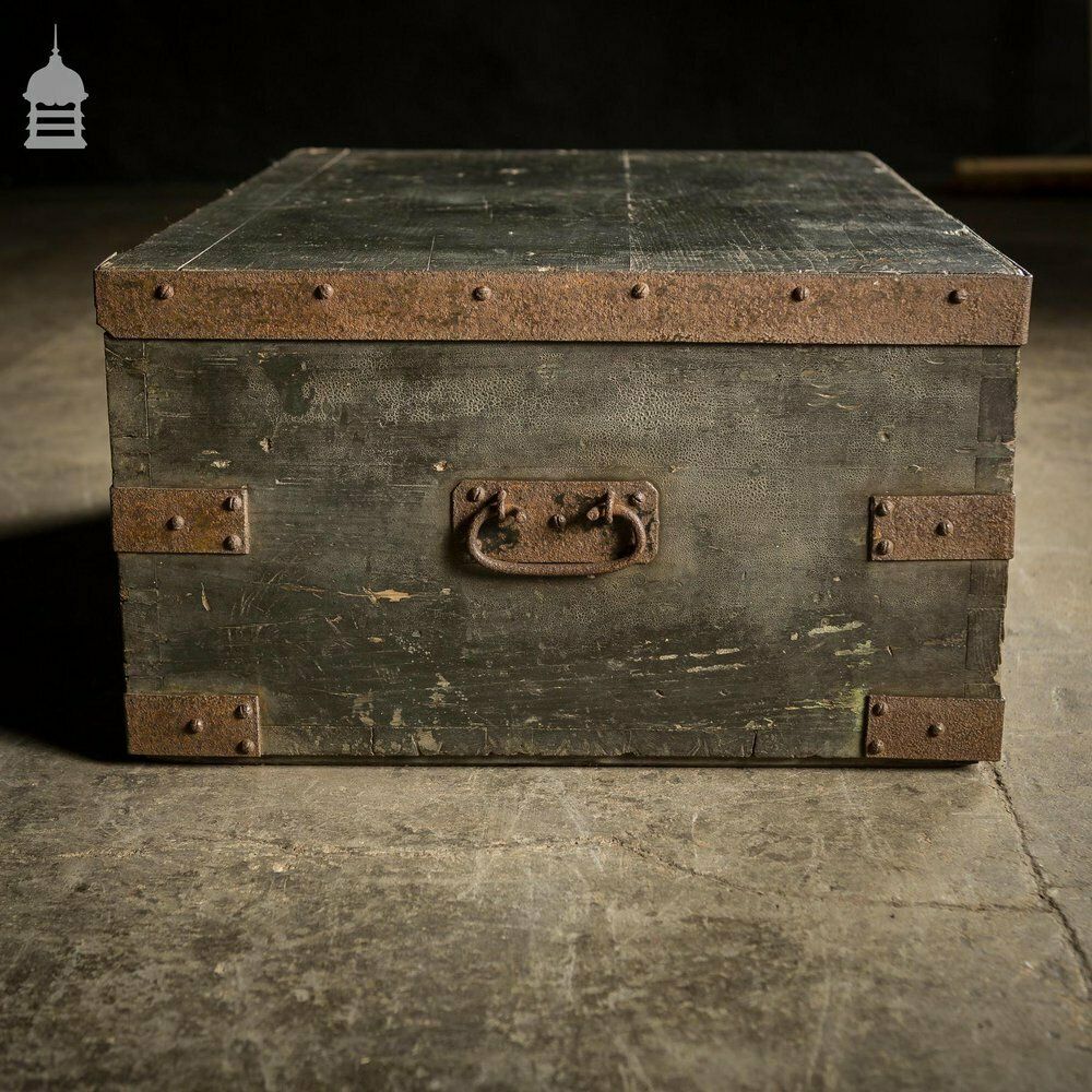 19th C Royal Regiment Wooden Truck Chest With “A.D. Chubb R.C.A” Monogram photo furniture