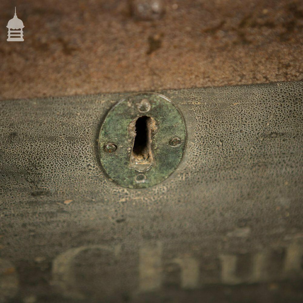 19th C Royal Regiment Wooden Truck Chest With “A.D. Chubb R.C.A” Monogram photo vinterior