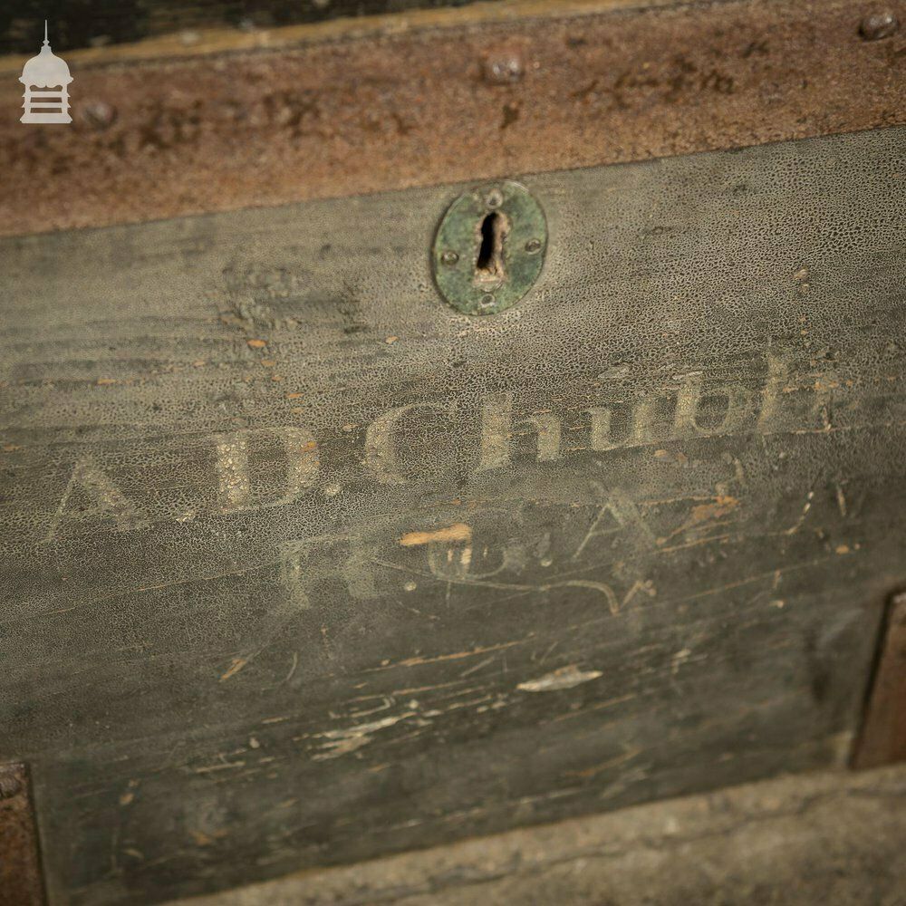 19th C Royal Regiment Wooden Truck Chest With “A.D. Chubb R.C.A” Monogram photo buy