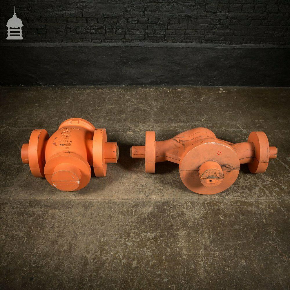 Pair Of Large Orange Industrial Factory Foundry Moulds photo furniture