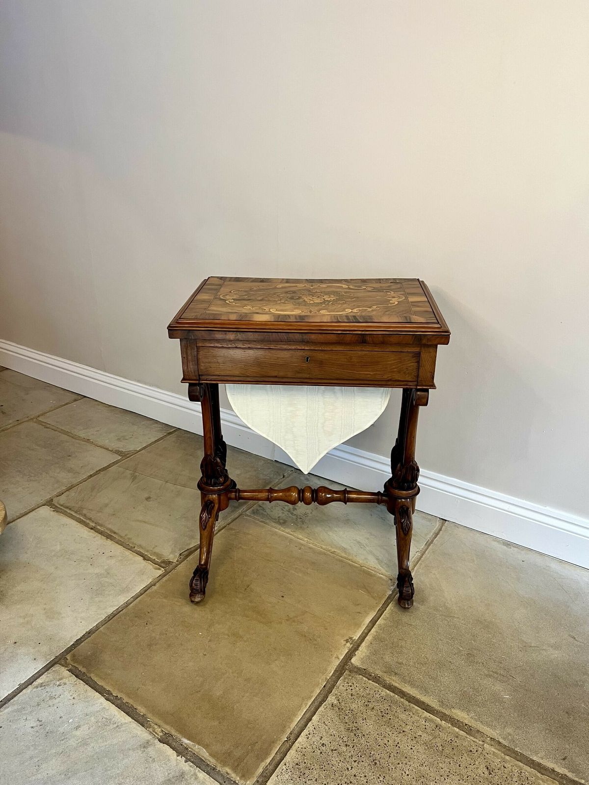 Outstanding Quality Antique Burr Walnut Inlaid Floral Marquetry Games Table photo Furniture