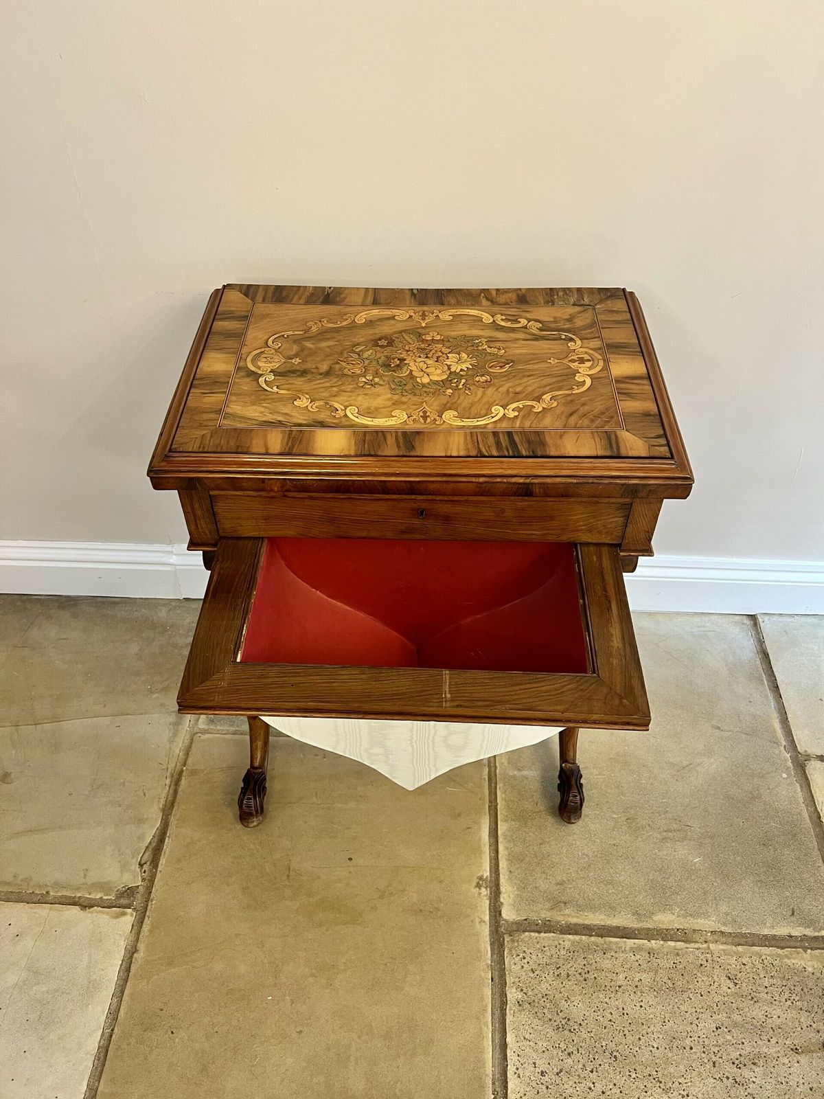 Outstanding Quality Antique Burr Walnut Inlaid Floral Marquetry Games Table photo buy
