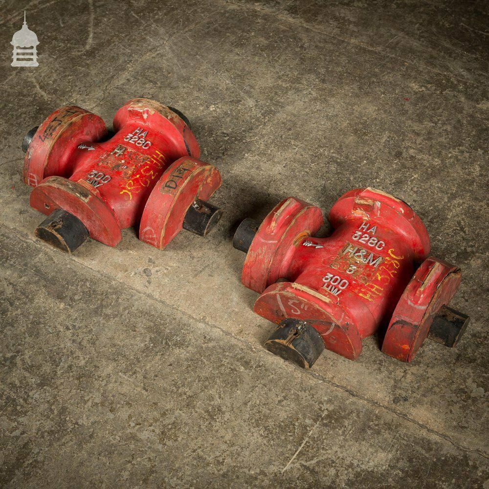 photo vintage Pair Of Red Industrial Factory Foundry Moulds