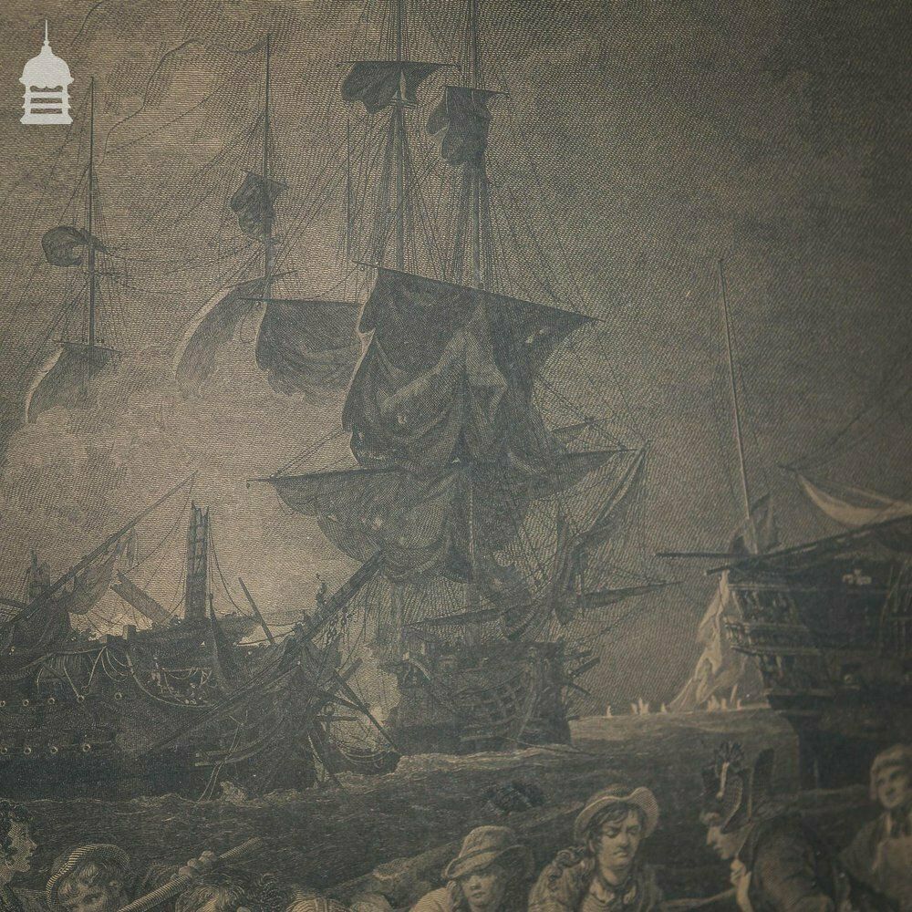 photo vinterior Georgian Engraving Dated 1803 By James Fittler Depicting The 1798 Battle Of The Nile In Painted Birdseye Maple Effect Frame