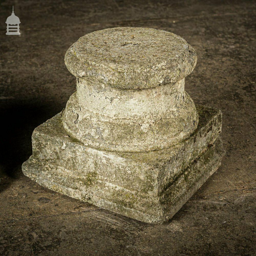 Pair Of Vintage Concrete Pillar Bases photo Garden Decor