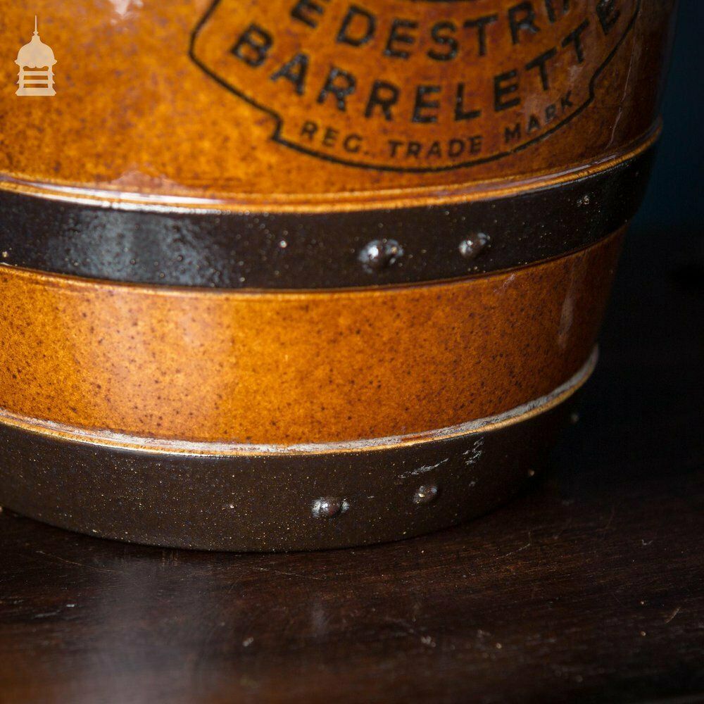 photo furniture Pair Of Late 19th C Doulton Lambeth Stoneware Pedestrian Barrelette Picnic Whiskey Barrels On Stands