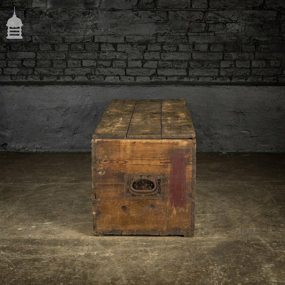 19th C Pine Gypsy Showman’s Travel Chest With Original Painted Finish photo vinterior