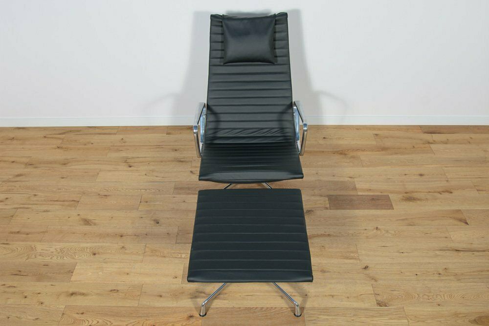Alu Group Ea124 & Ea125 Lounge Chair & Ottoman By Charles & Ray Eames For Vitra, 1980s, Set Of 2 photo 3642.0