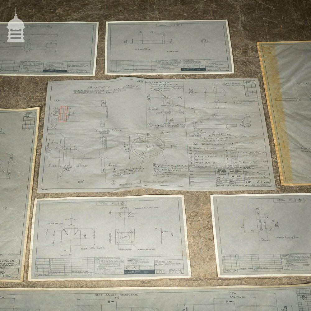 photo vinterior Huge Quantity Of 10,000+ Industrial Technical Drawings On Drafting Film And Drafting Vellum