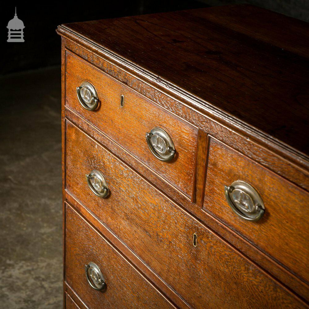 George III Oak Chest Of Drawers With Brass Sphinx Drawer Pull Handles photo vintage