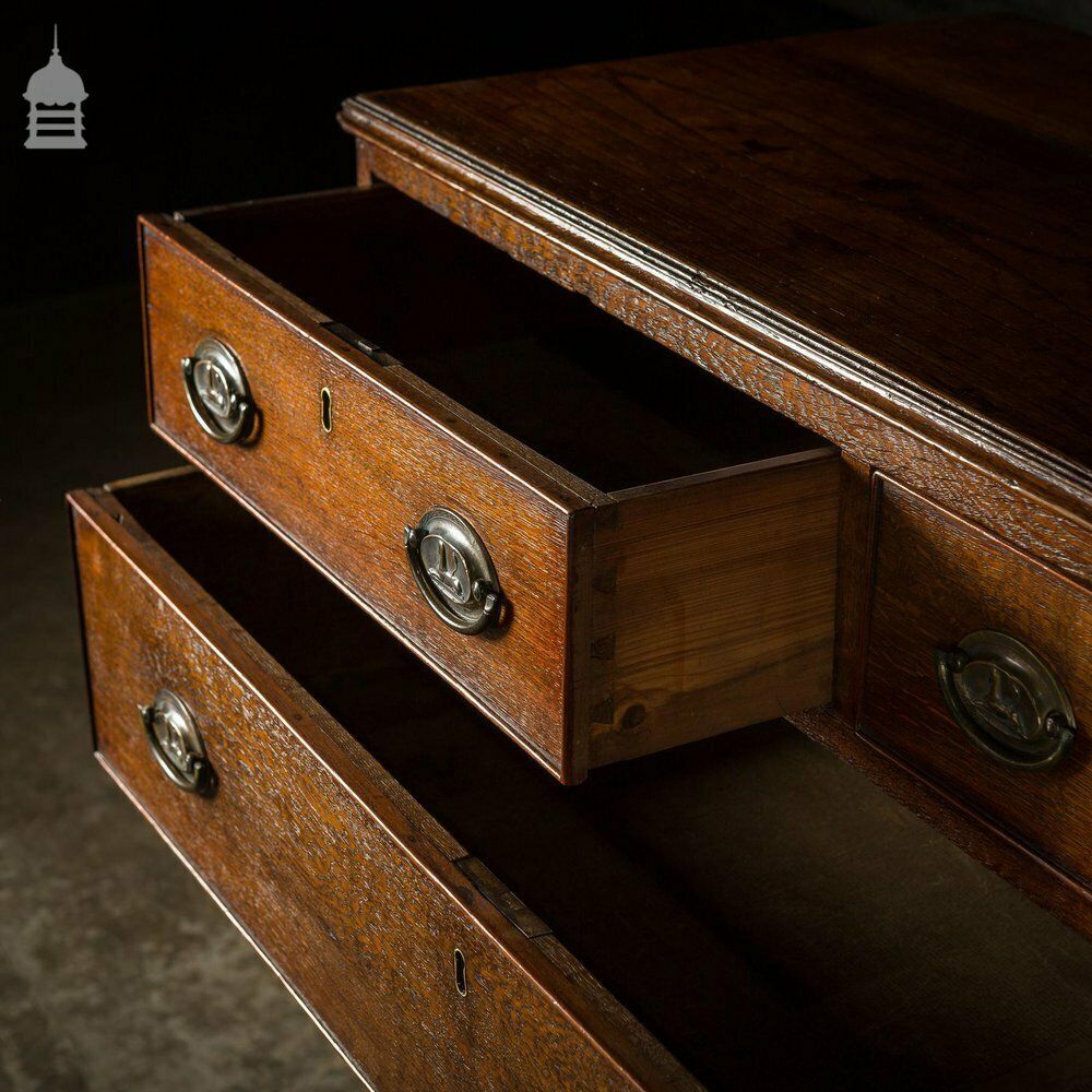photo for sale George III Oak Chest Of Drawers With Brass Sphinx Drawer Pull Handles