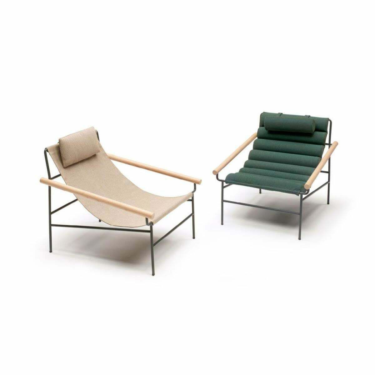 Wave Shaped 21st Century Dark Green Fabric Armchair Indoor Outdoor photo Furniture