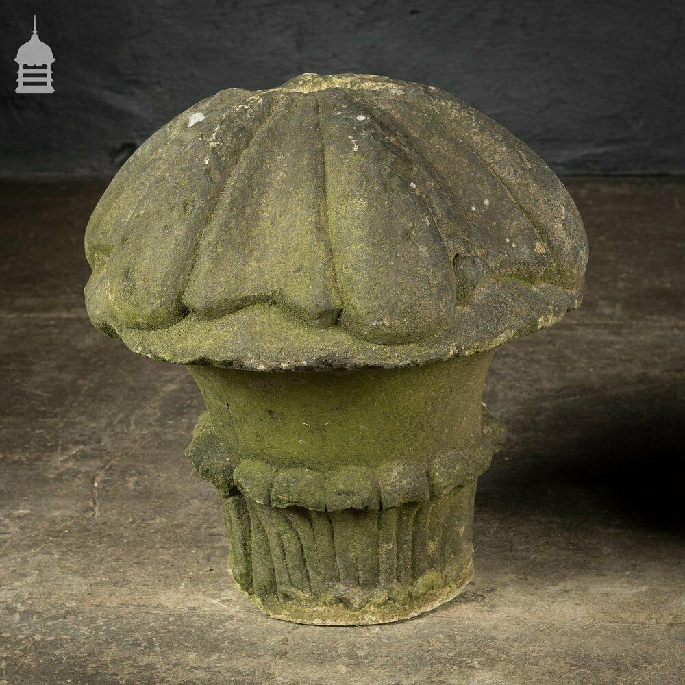 Pair Of 18th C Carved Sandstone Pier Cap Finials photo vinterior