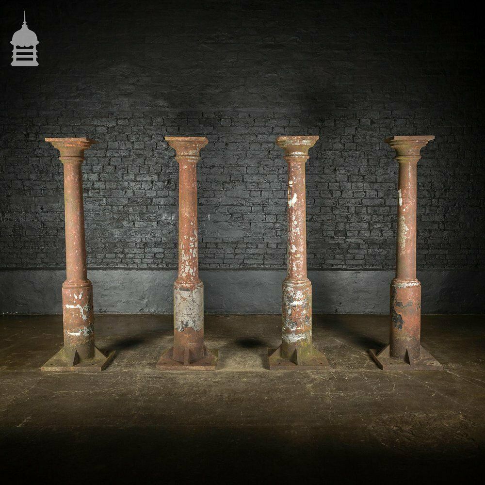 Set Of 4 19th C Cast Iron Columns Pillars Stanchions photo furniture
