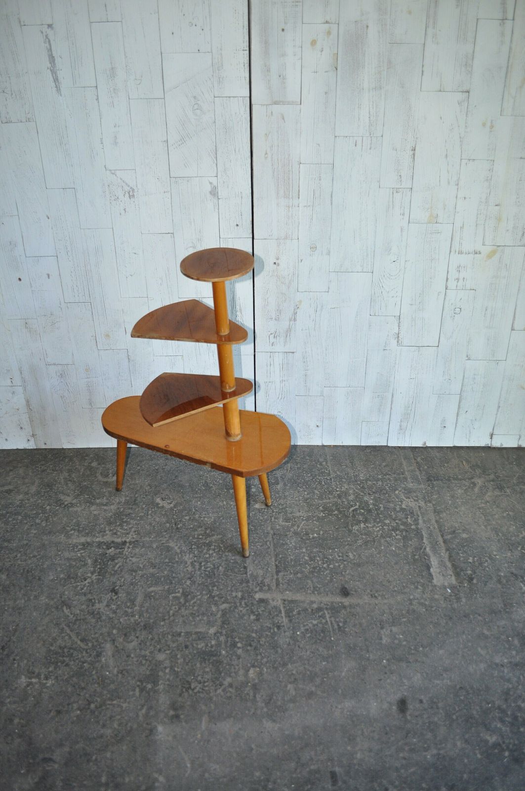 Vintage Wood Plant Stand, 1950s