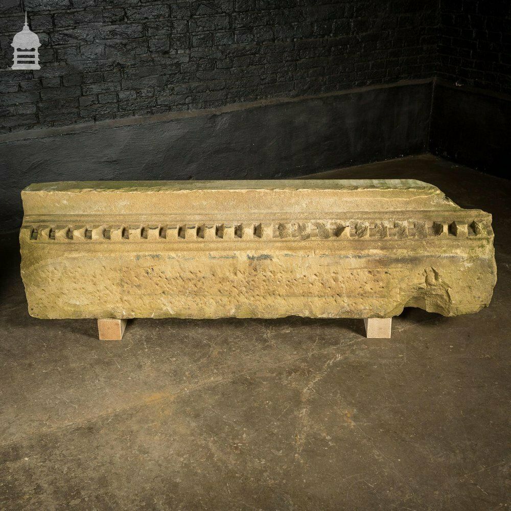 1680.0 Pair Of Georgian Carved Sandstone Lintels With Dentil Moulding photo