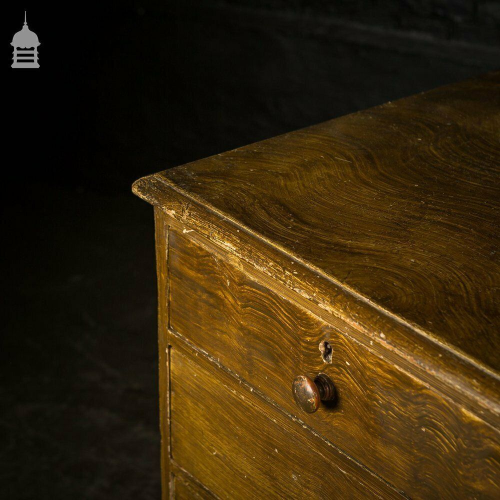 19th C Two Over Three Chest Of Drawers With Graining Finish And Key photo buy