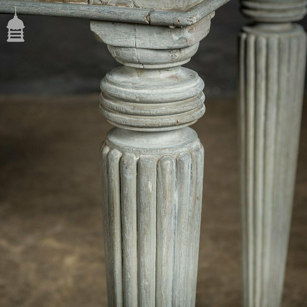 18th C Grey Painted Hardwood Colonial Centre Table With Reeded Legs And Bronze Paw Feet photo vintage
