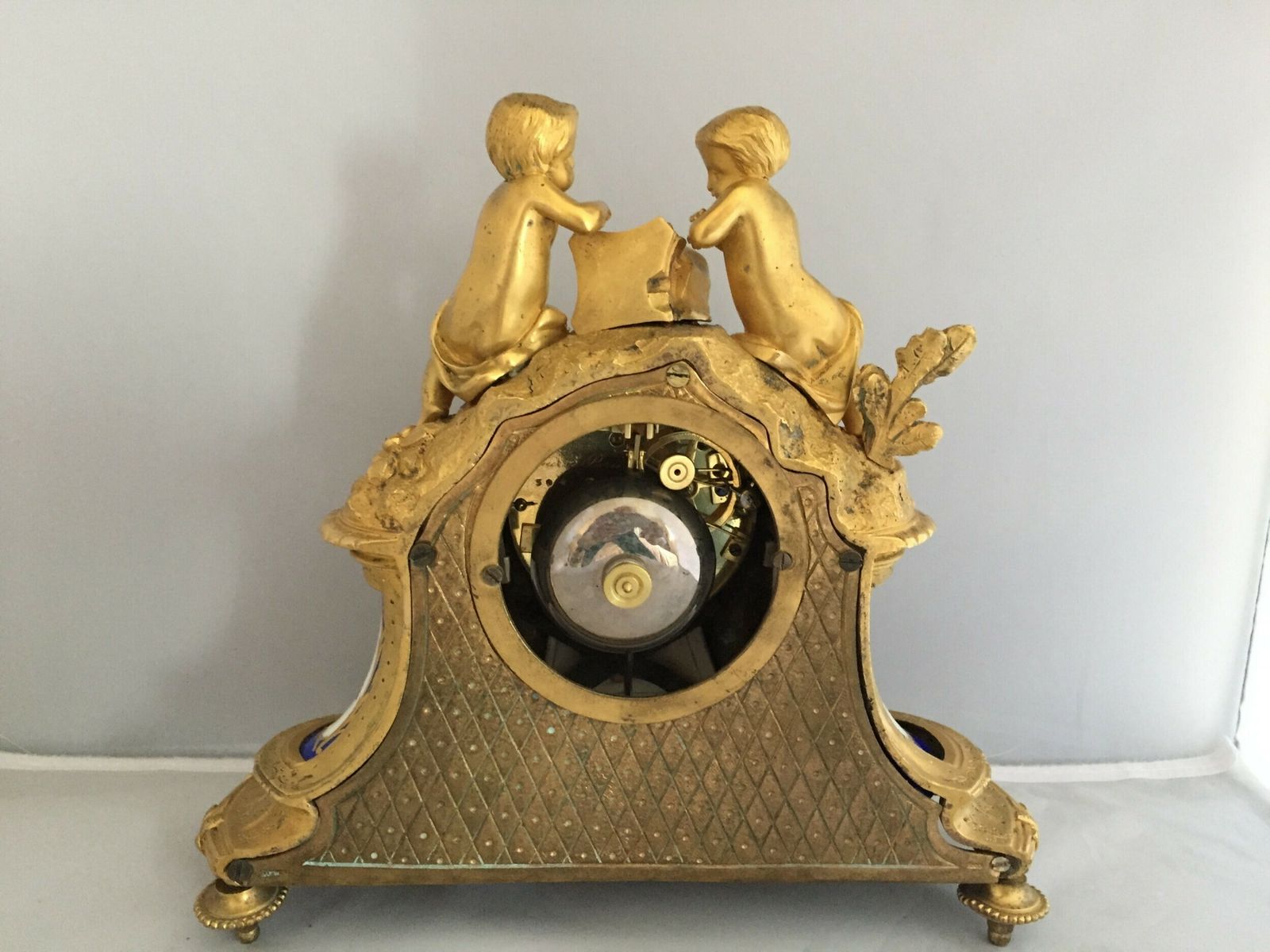 photo furniture Antique French Ormolu And Porcelain Mantle Clock