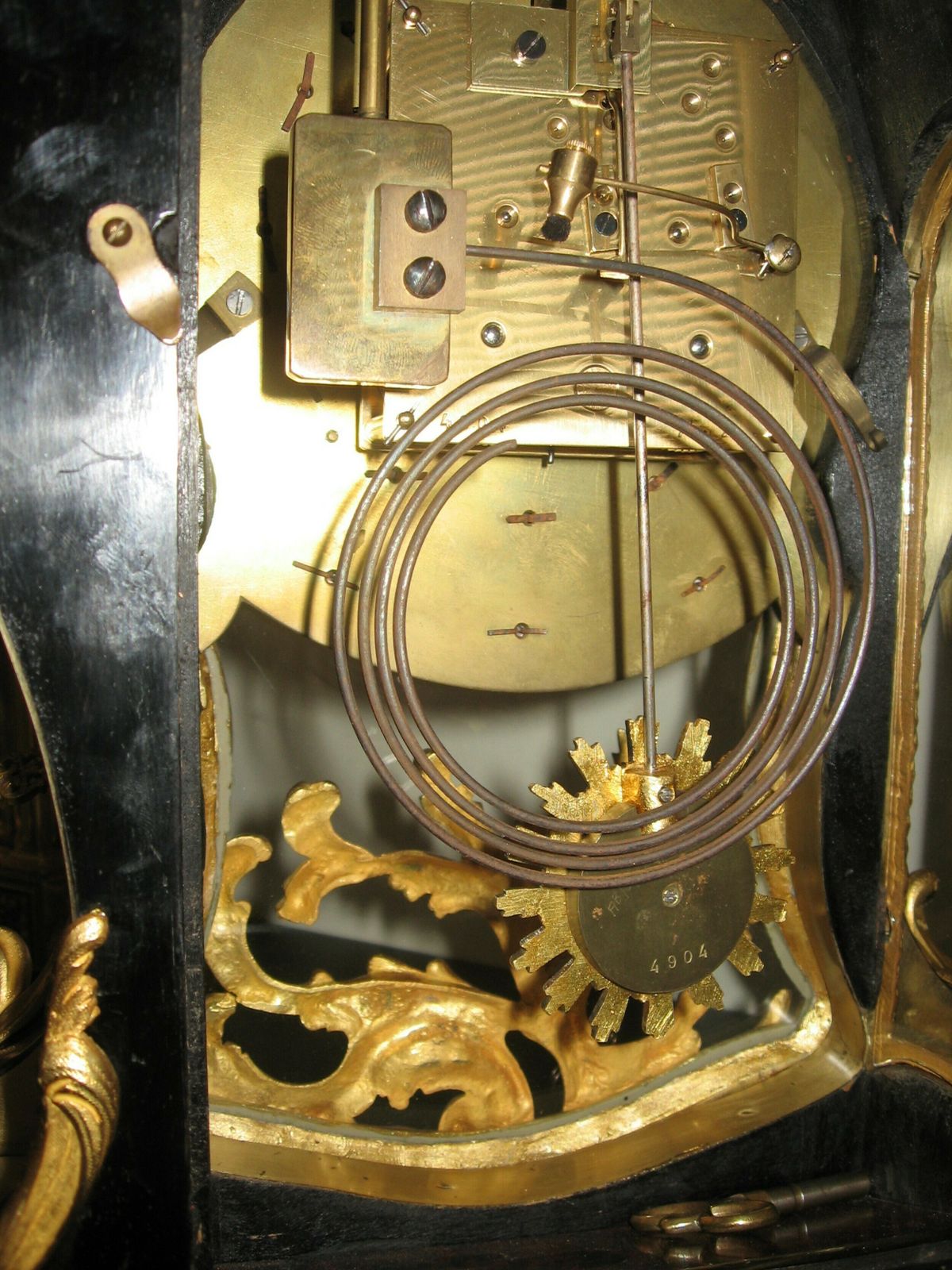 photo for sale Antique French Ormolu And Faux Tortoiseshell Clock And Bracket
