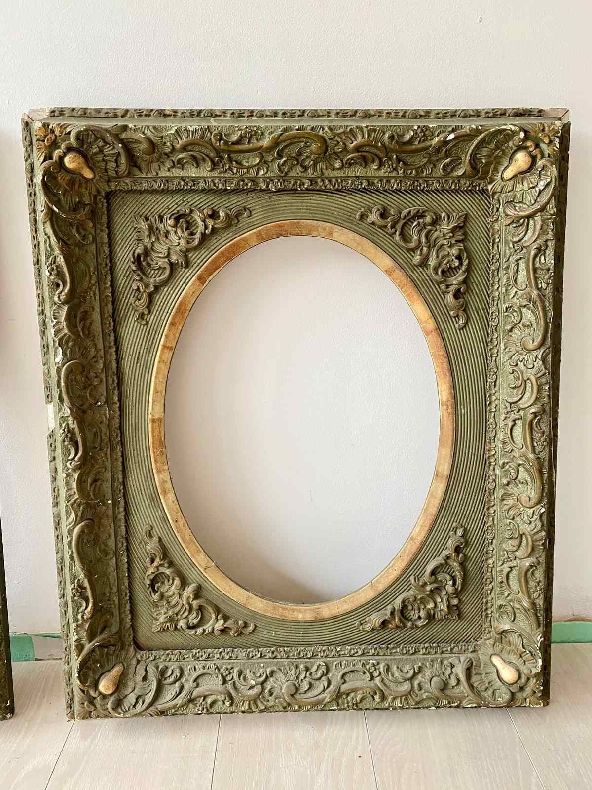 Fabulous Pair Of Antique Painted Gilt & Gesso Frames photo for sale