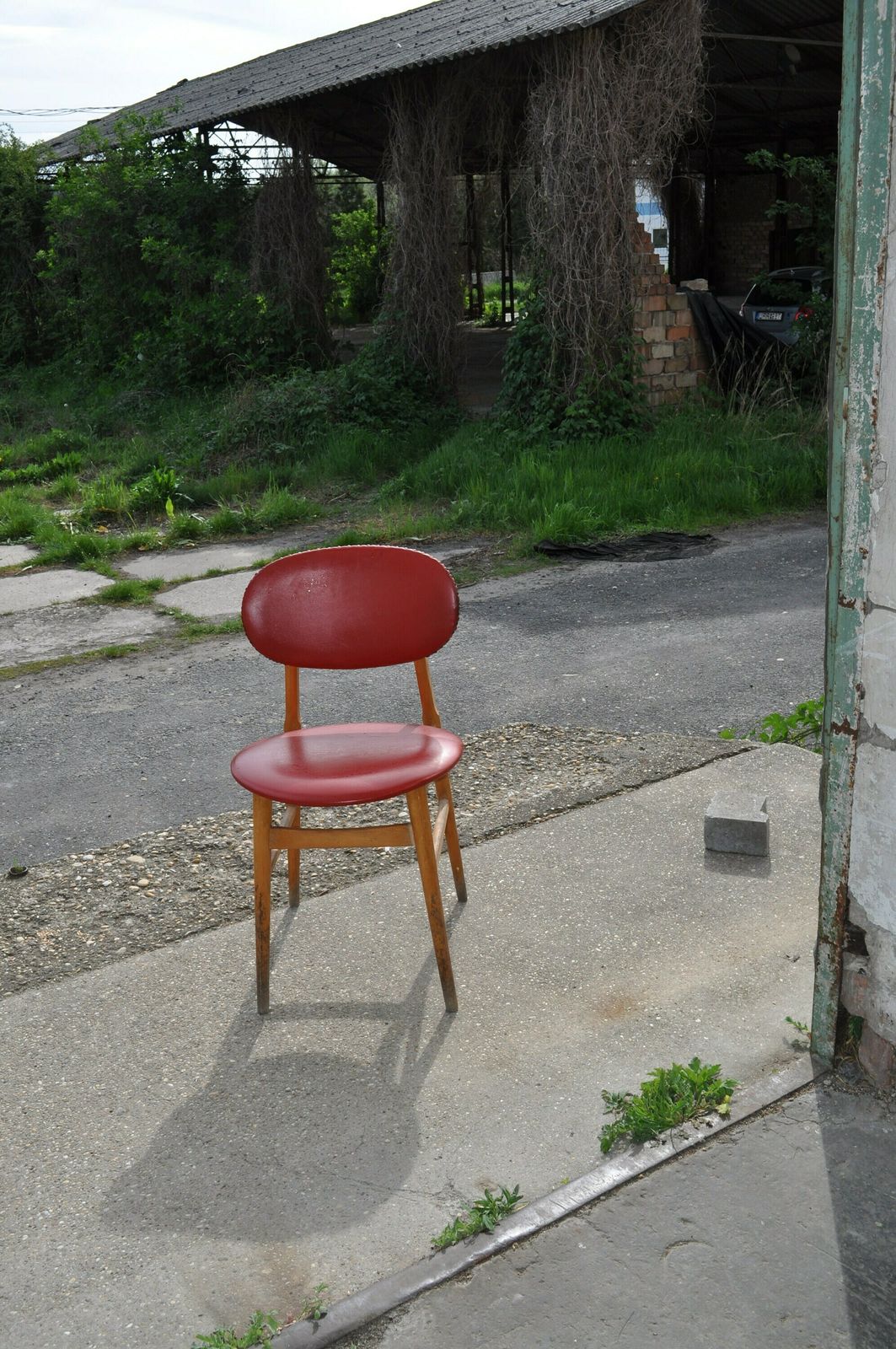 Retro Red Leatherette Chair From Hungary.