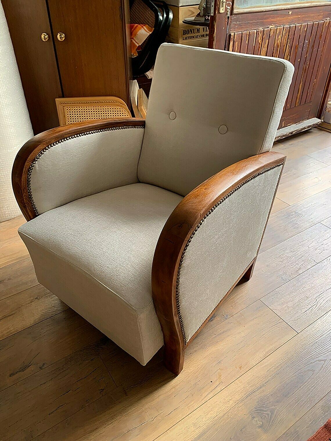 Art Deco Hungarian Armchair, 1930s Restored