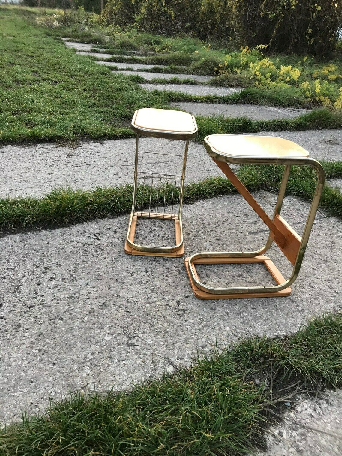Mid Century Italian Side Tables With Magazine Rack, 1950s Set Of 2 photo Furniture